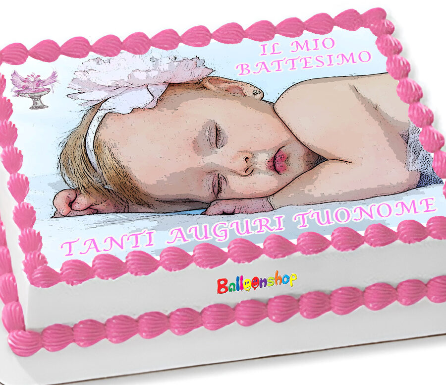 Cialda in ostia per torta rettangolare commestibile senza glutine BATTESIMO BIMBA, BAMBINA, personalizzata con nome, disco, dolce, torte, cialde, ostie, cake topper, decorazioni, AD