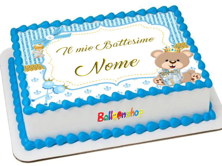 Cialda in ostia per torta rettangolare commestibile senza glutine BATTESIMO BIMBO, BAMBINO, personalizzata con nome, disco, dolce, torte, cialde, ostie, cake topper, decorazioni, AF