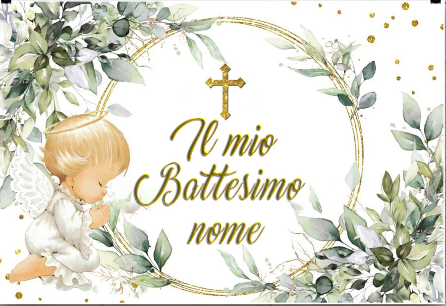 Cialda in ostia per torta rettangolare commestibile senza glutine BATTESIMO BIMBO, BAMBINO, personalizzata con nome, disco, dolce, torte, cialde, ostie, cake topper, decorazioni, AC - immagine 2