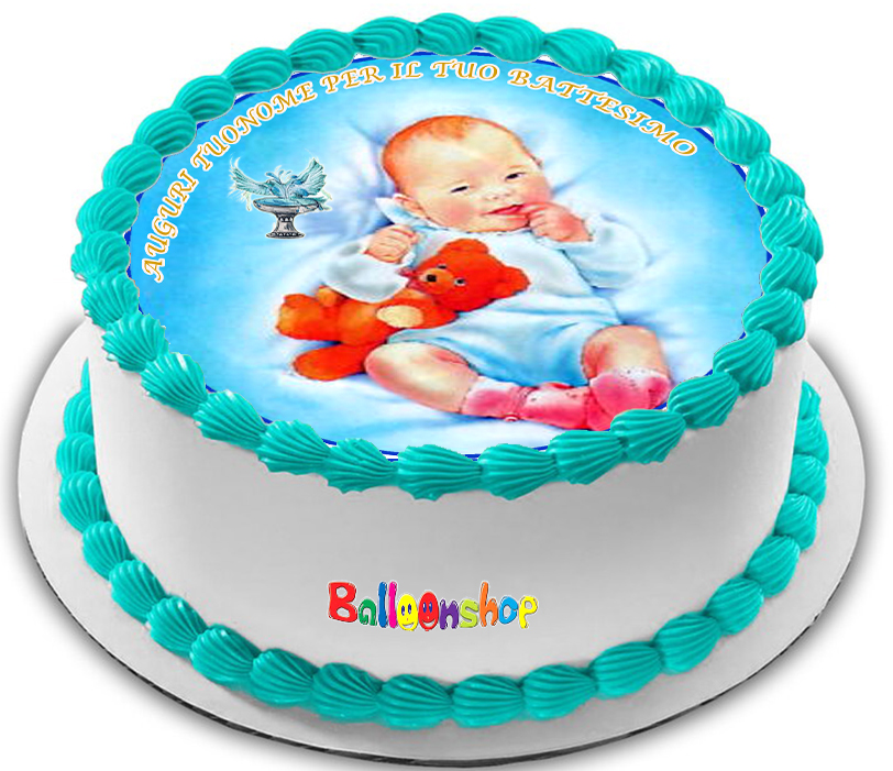 Cialda in ostia per torta tonda commestibile senza glutine BATTESIMO BIMBO, BAMBINO, personalizzata con nome, dolce, torte, cialde, ostie, disco, cake topper, decorazioni, CA