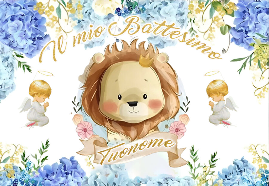 Cialda in ostia senza glutine per torta rettangolare, BATTESIMO BIMBO LEONE, BAMBINO, personalizzata con nome, dolce, torte, cialde, ostie, cake topper, decorazioni, BN - immagine 2