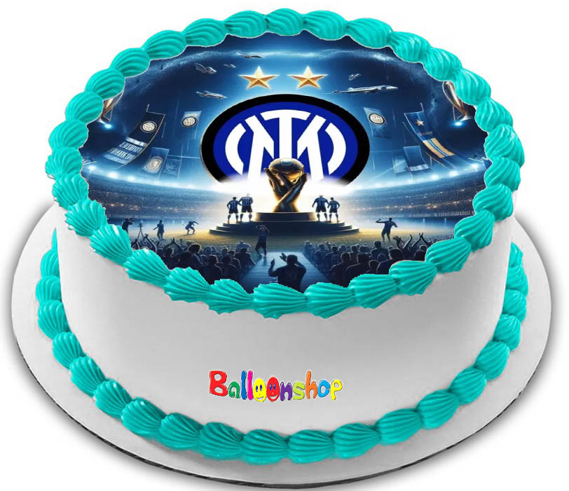Cialda in ostia commestibile per torta tonda, CAMPIONI D'ITALIA, INTER, personalizzata con nome, disco, dolce, torte, cialde, foglio, ostie, cake topper, decorazioni, AA