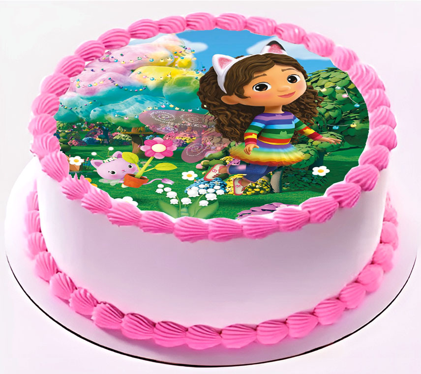 Cialda in ostia per torta tonda commestibile senza glutine, LA CASA DELLE BAMBOLE DI GABBY, personalizzata con nome, disco, dolce, torte, cialde, fogli, ostie, cake topper, decorazioni, AS