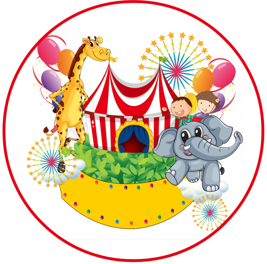 Cialda in ostia commestibile per torta tonda CIRCO, CIRCUS, personalizzata con nome, disco, dolce, torte, cialde, ostie, cake topper, decorazioni, 60
