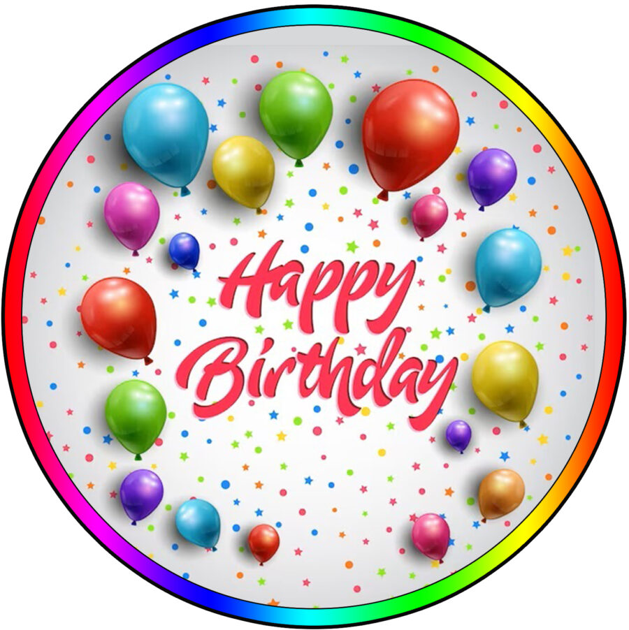 Cialda ostia per torta tonda commestibile senza glutine COMPLEANNO UOMO ADULTI PALLONCINI, personalizzata con nome, disco, dolce, torte, cialde, ostie, cake topper, DL