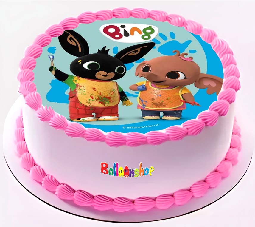 Cialda in ostia per torta tonda BING CONIGLIETTO, personalizzata con nome, disco, dolce, torte, cialde, ostie, cake topper, decorazioni, AF
