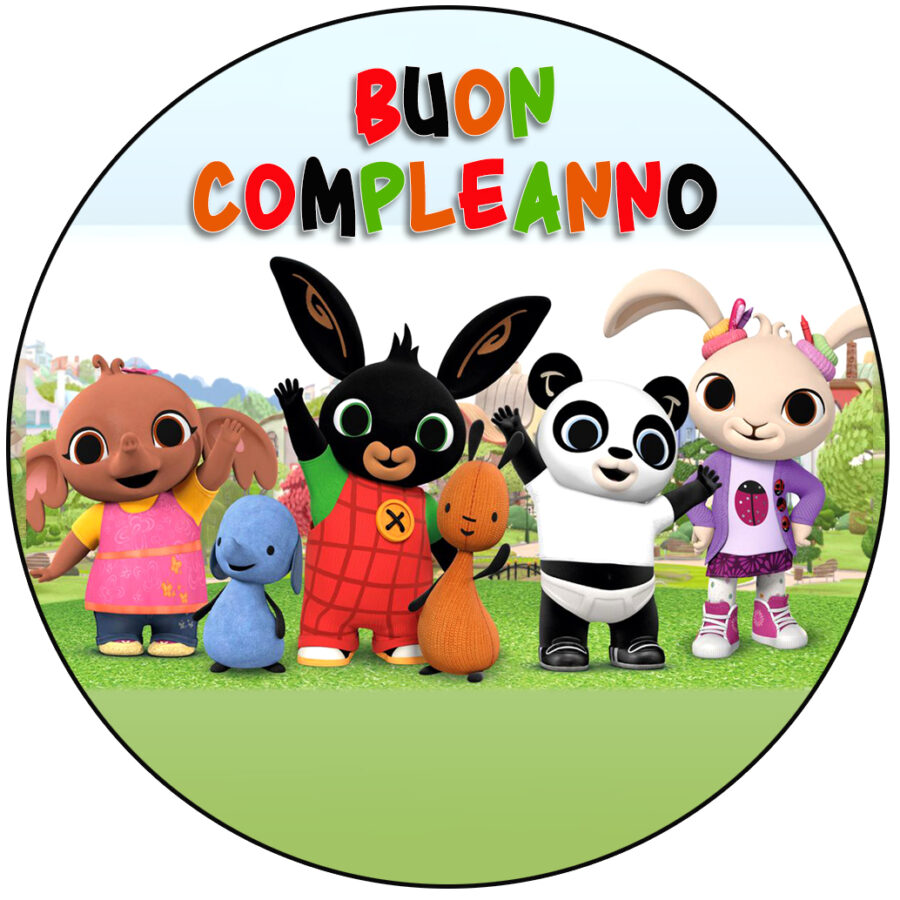 Cialda in ostia per torta tonda BING CONIGLIETTO NERO, personalizzata con nome, disco, dolce, torte, cialde, ostie, cake topper, decorazioni, AS
