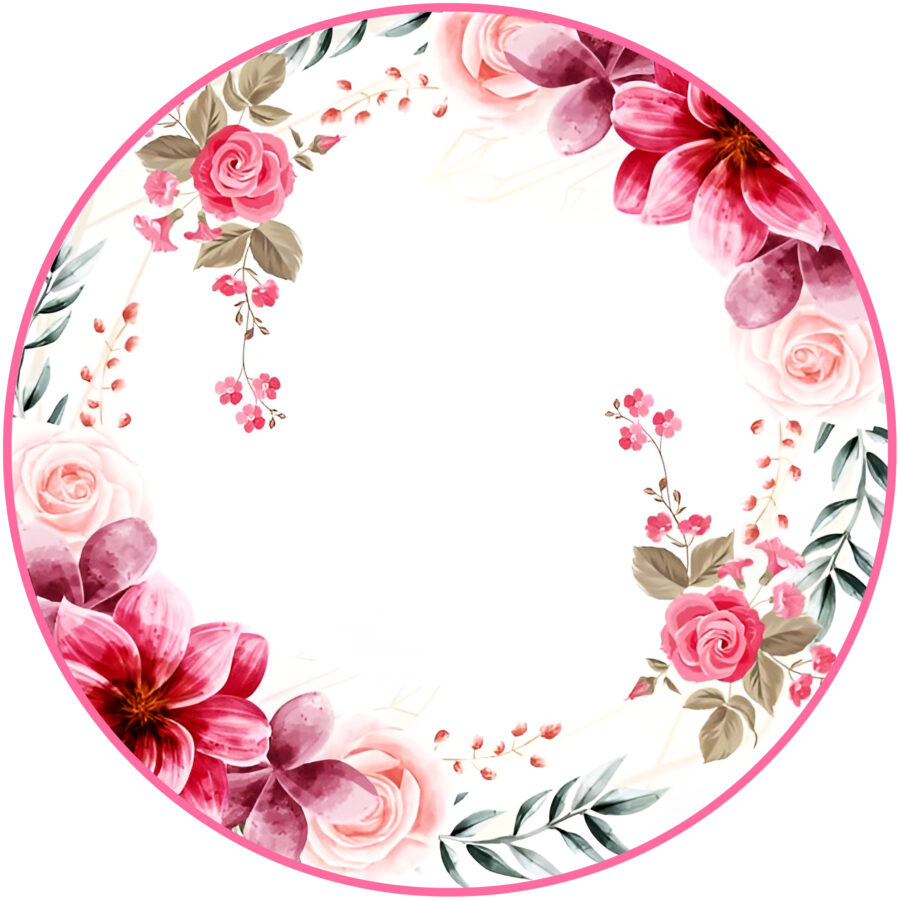 Cialda ostia senza glutine per torta tonda, CORNICE FIORI, ROSE, personalizzata con nome, disco, dolce, torte, cialde, ostie, cake topper, decorazioni, AH
