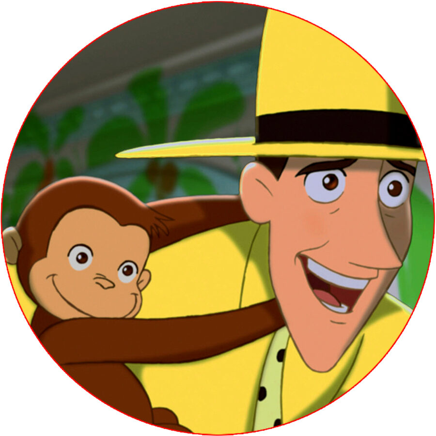Cialda in ostia per torta tonda commestibile senza glutine, CURIOSO COME GEORGE, SCIMMIETTA, personalizzata con nome, disco, dolce, torte, cialde, fogli, ostie, cake topper, decorazioni, AI