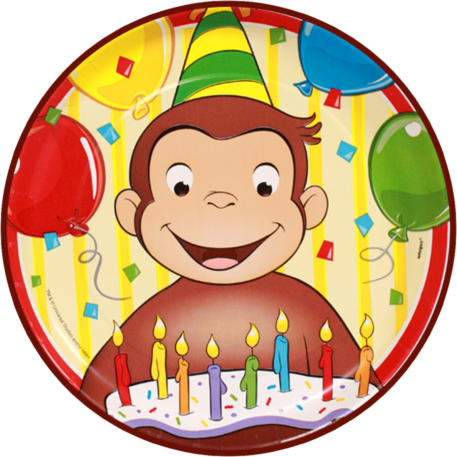 Cialda in ostia per torta tonda commestibile senza glutine, CURIOSO COME GEORGE, SCIMMIETTA, personalizzata con nome, disco, dolce, torte, cialde, fogli, ostie, cake topper, decorazioni, AL