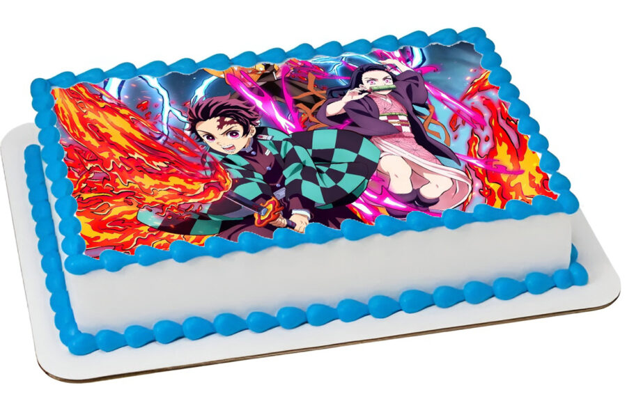 Cialda in ostia per torta rettangolare commestibile senza glutine, DEMON SLAYER, personalizzata con nome, disco, dolce, torte, cialde, fogli, ostie, cake topper, decorazioni, BT
