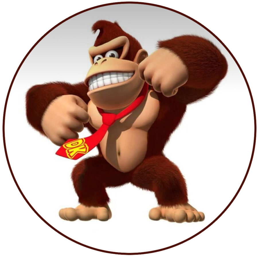 Cialda in ostia per torta tonda commestibile senza glutine, DONKEY KONG, personalizzata con nome, disco, dolce, torte, cialde, fogli, ostie, cake topper, decorazioni, AC