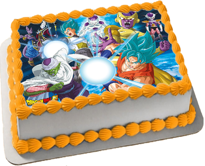 Cialda ostia senza glutine per torta rettangolare, DRAGON BALL Z, personalizzata con nome, disco, dolce, torte, cialde, ostie, cake topper, decorazioni, HB
