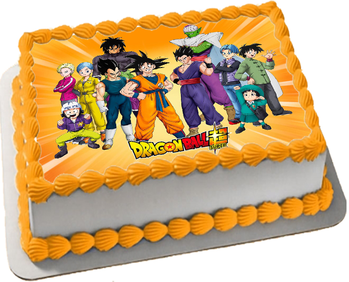 Cialda ostia senza glutine per torta rettangolare, DRAGON BALL Z, personalizzata con nome, disco, dolce, torte, cialde, ostie, cake topper, decorazioni, HE
