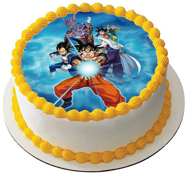 Cialda ostia senza glutine per torta tonda, DRAGON BALL Z, personalizzata con nome, disco, dolce, torte, cialde, ostie, cake topper, decorazioni, IC