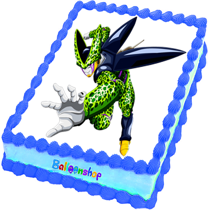 Cialda ostia senza glutine per torta rettangolare, DRAGON BALL Z, CELL, personalizzata con nome, disco, dolce, torte, cialde, ostie, cake topper, decorazioni, BN