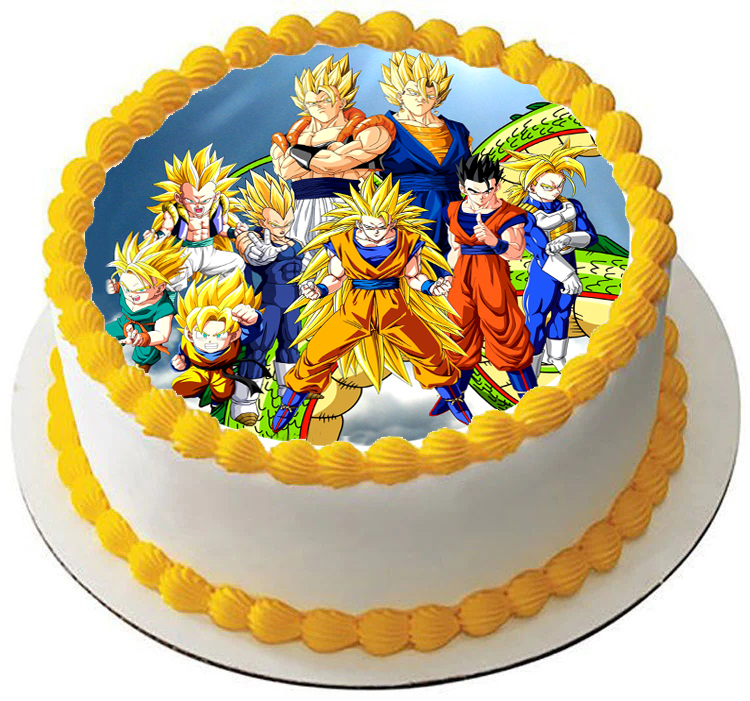 Cialda ostia senza glutine per torta tonda, DRAGON BALL Z, personalizzata con nome, disco, dolce, torte, cialde, ostie, cake topper, decorazioni, CE