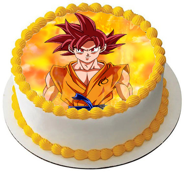Cialda ostia senza glutine per torta tonda, DRAGON BALL Z, GOKU, personalizzata con nome, disco, dolce, torte, cialde, ostie, cake topper, decorazioni, CG