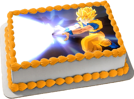 Cialda ostia senza glutine per torta rettangolare, DRAGON BALL Z, GOKU, personalizzata con nome, disco, dolce, torte, cialde, ostie, cake topper, decorazioni, CT
