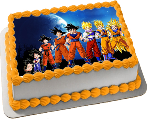 Cialda ostia senza glutine per torta rettangolare, DRAGON BALL Z, GOKU, personalizzata con nome, disco, dolce, torte, cialde, ostie, cake topper, decorazioni, DG
