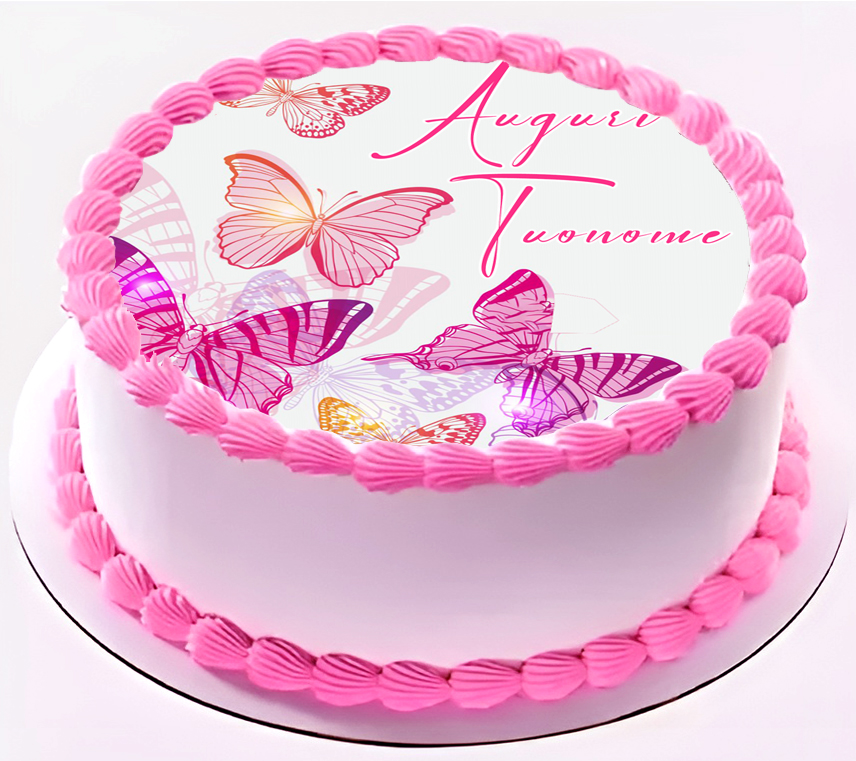 Cialda ostia senza glutine per torta tonda, FARFALLE, personalizzata con nome, disco, dolce, torte, cialde, ostie, cake topper, decorazioni, AA