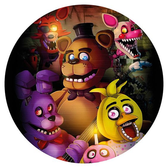 Cialda in ostia per torta tonda commestibile senza glutine, FNAF, FIVE NIGHTS AT FREDDY'S, personalizzata con nome, disco, dolce, torte, cialde, fogli, ostie, cake topper, decorazioni, AM