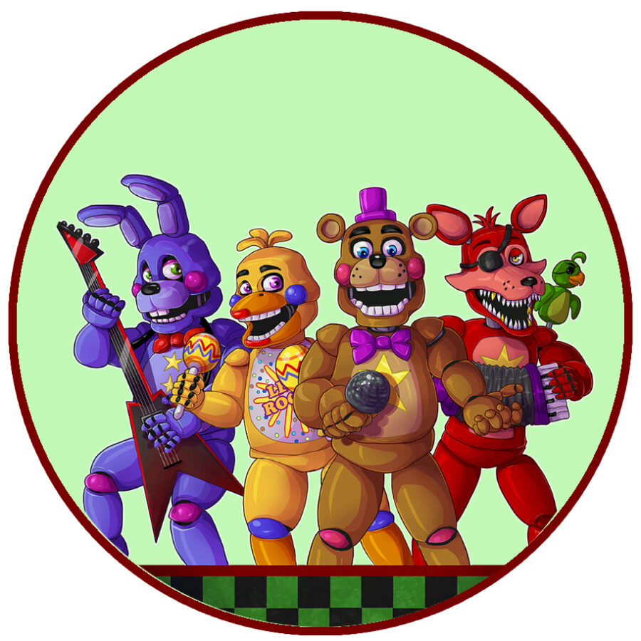 Cialda in ostia per torta tonda commestibile senza glutine, FNAF, FIVE NIGHTS AT FREDDY'S, personalizzata con nome, disco, dolce, torte, cialde, fogli, ostie, cake topper, decorazioni, AT