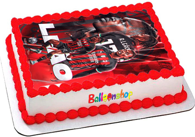 Cialda in ostia per torta rettangolare commestibile senza glutine, RAFAEL LEAO CALCIATORE MILAN, personalizzata con nome, disco, dolce, torte, cialde, fogli, ostie, cake topper, decorazioni, AM