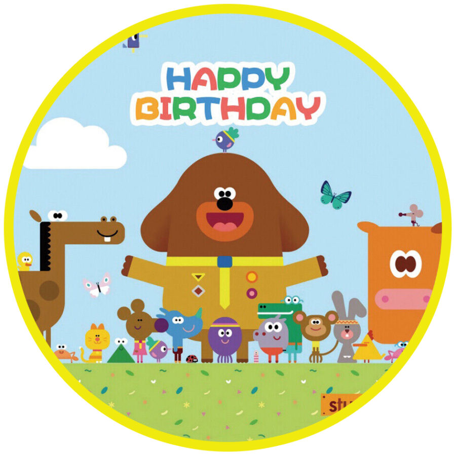 Cialda in ostia commestibile per torta tonda HEY DUGGEE, personalizzata con nome, disco, dolce, torte, cialde, ostie, cake topper, decorazioni, 12