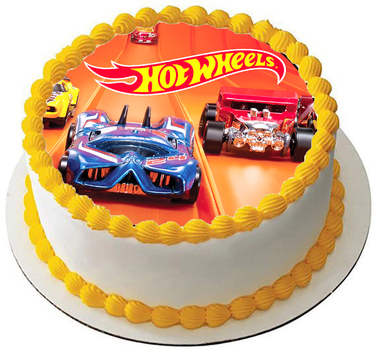 Cialda ostia per torta senza glutine tonda, HOT WHEELS, personalizzata con nome, disco, dolce, torte, cialde, ostie, cake topper, AL