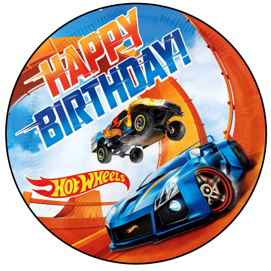Cialda ostia per torta senza glutine tonda, HOT WHEELS, personalizzata con nome, disco, dolce, torte, cialde, ostie, cake topper, AZ