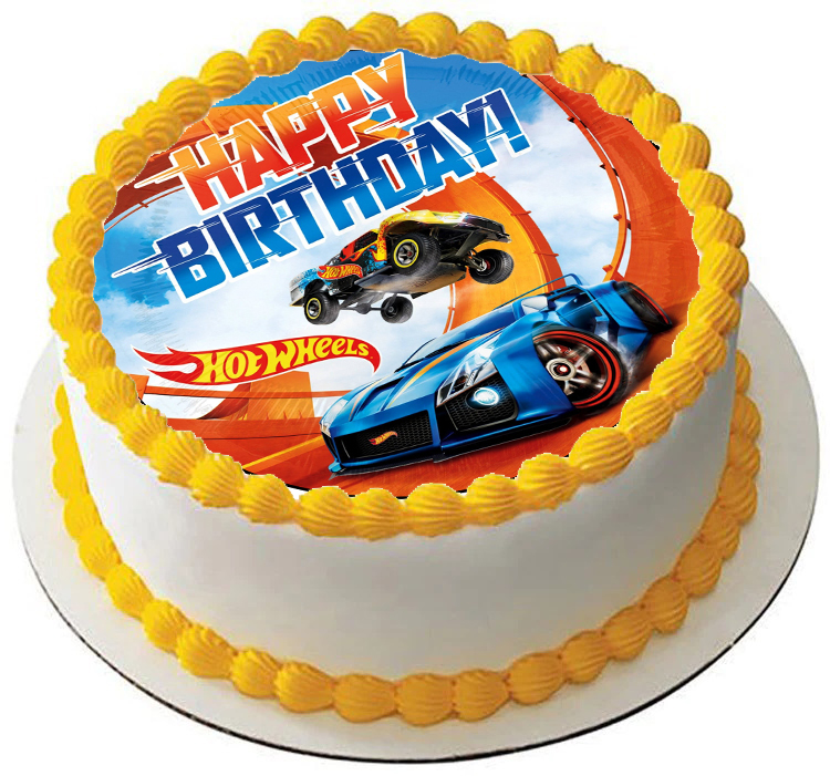 Cialda ostia per torta senza glutine tonda, HOT WHEELS, personalizzata con nome, disco, dolce, torte, cialde, ostie, cake topper, AV