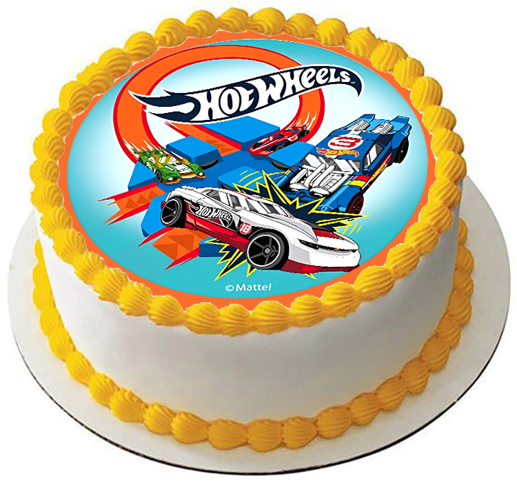 Cialda ostia per torta senza glutine tonda, HOT WHEELS, personalizzata con nome, disco, dolce, torte, cialde, ostie, cake topper, AD