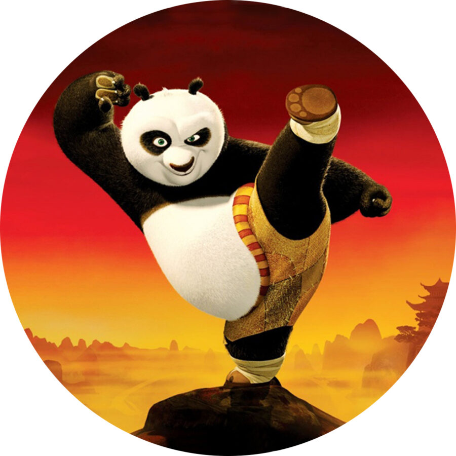 Cialda ostia per torta tonda, KUNG FU PANDA, personalizzata con nome, disco, dolce, torte, cialde, ostie, cake topper, decorazioni, AH