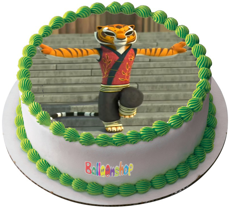 Cialda ostia per torta tonda, KUNG FU PANDA, TIGRE, personalizzata con nome, disco, dolce, torte, cialde, ostie, cake topper, decorazioni, AI