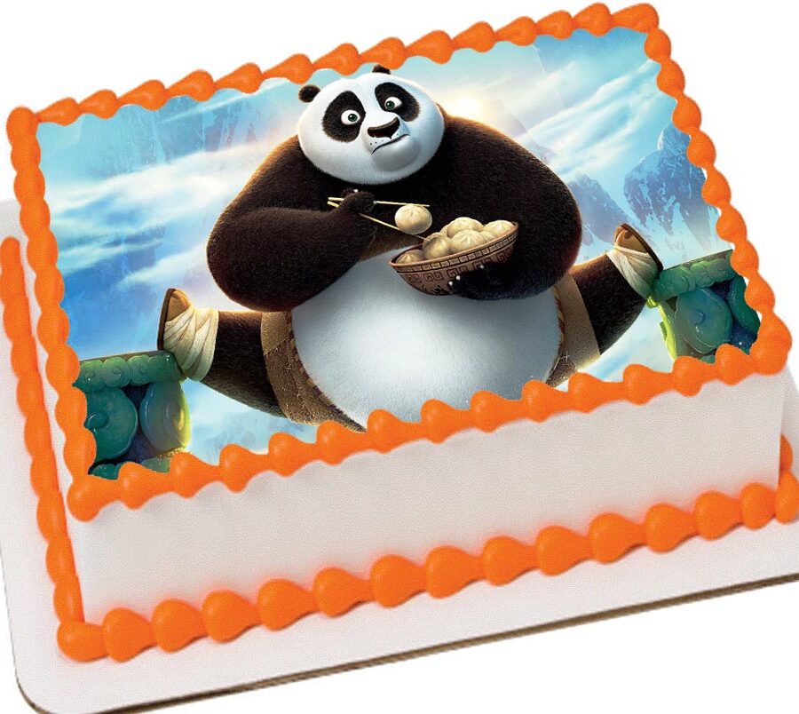 Cialda ostia per torta rettangolare, KUNG FU PANDA, personalizzata con nome, disco, dolce, torte, cialde, ostie, cake topper, decorazioni, AU