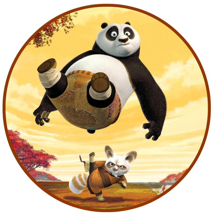 Cialda ostia per torta tonda, KUNG FU PANDA, personalizzata con nome, disco, dolce, torte, cialde, ostie, cake topper, decorazioni, CB