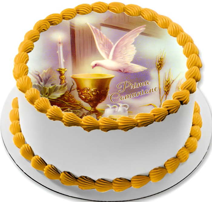 Ostia per torta senza glutine tonda, PRIMA COMUNIONE, personalizzata con nome, cialda, disco, dolce, torte, cialde, ostie, cake topper, decorazioni, EL