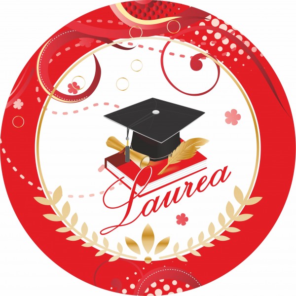 Cialda in ostia commestibile per torta tonda LAUREA, personalizzata con nome, disco, dolce, torte, cialde, foglio, ostie, cake topper, decorazioni, CM
