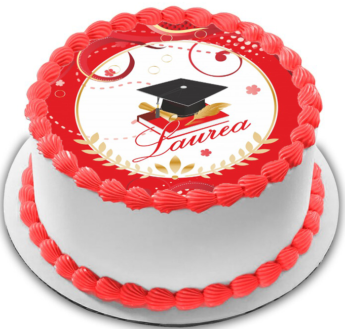 Cialda in ostia commestibile per torta tonda LAUREA, personalizzata con nome, disco, dolce, torte, cialde, foglio, ostie, cake topper, decorazioni, DC