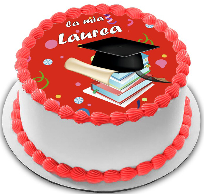 Cialda in ostia commestibile per torta tonda LAUREA, personalizzata con nome, disco, dolce, torte, cialde, foglio, ostie, cake topper, decorazioni, DF