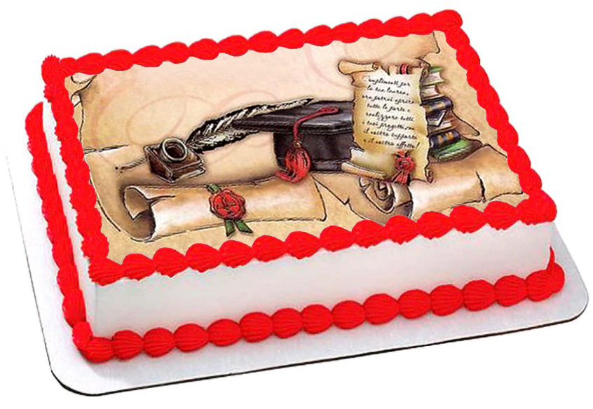 Cialda in ostia commestibile per torta rettangolare LAUREA, personalizzata con nome, disco, dolce, torte, cialde, foglio, ostie, cake topper, decorazioni, DP