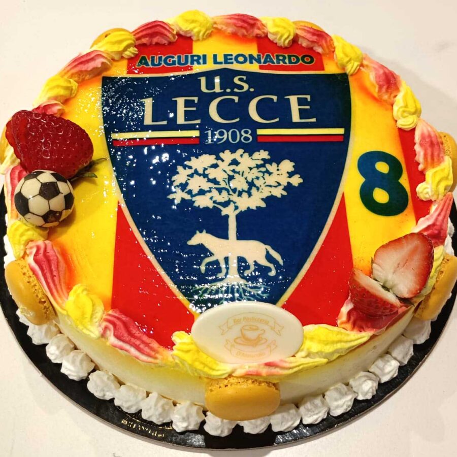Cialda ostia commestibile senza glutine per torta tonda, LECCE SQUADRA CALCIO, LOGO, personalizzata con nome, disco, dolce, torte, cialde, ostie, cake topper, decorazioni, AE