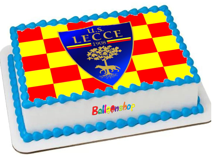 Cialda in ostia commestibile per torta rettangolare LECCE SQUADRA CALCIO, LOGO, personalizzata con nome, disco, dolce, torte, cialde, ostie, cake topper, decorazioni, AC