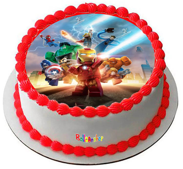 Cialda ostia senza glutine per torta tonda, LEGO AVENGERS, personalizzata con nome, disco, dolce, torte, cialde, ostie, cake topper, decorazioni, BG