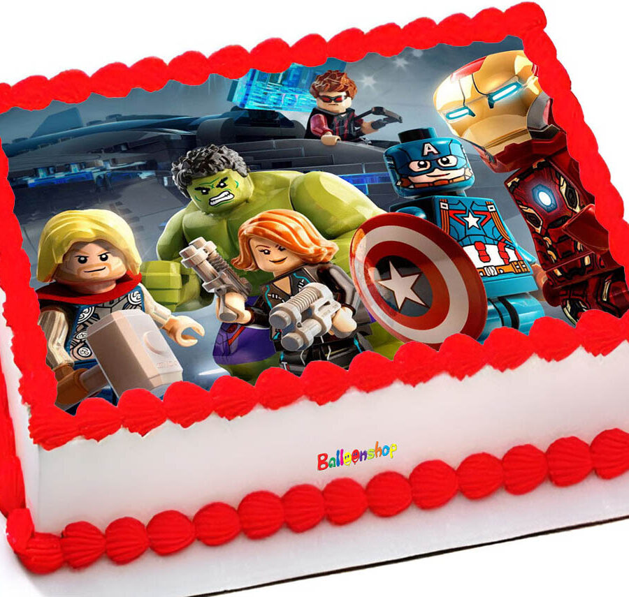 Cialda ostia senza glutine per torta rettangolare, LEGO AVENGERS, personalizzata con nome, disco, dolce, torte, cialde, ostie, cake topper, decorazioni, BI