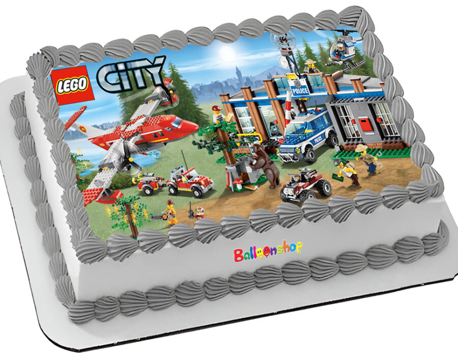 Cialda ostia senza glutine per torta rettangolare, LEGO CITY, personalizzata con nome, disco, dolce, torte, cialde, ostie, cake topper, decorazioni, BB