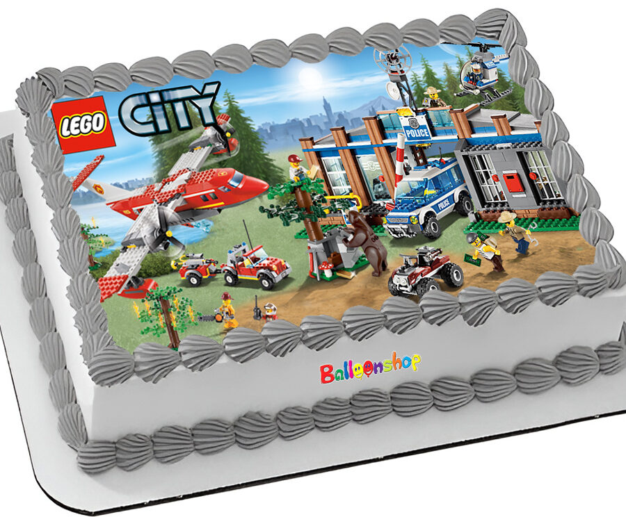 Cialda ostia senza glutine per torta rettangolare, LEGO CITY, personalizzata con nome, disco, dolce, torte, cialde, ostie, cake topper, decorazioni, BB