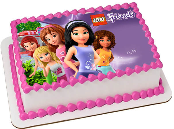Cialda ostia per torta rettangolare, LEGO FRIENDS, personalizzata con nome, disco, dolce, torte, cialde, ostie, cake topper, decorazioni, AA