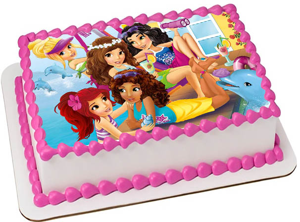 Cialda ostia per torta rettangolare, LEGO FRIENDS, personalizzata con nome, disco, dolce, torte, cialde, ostie, cake topper, decorazioni, AT